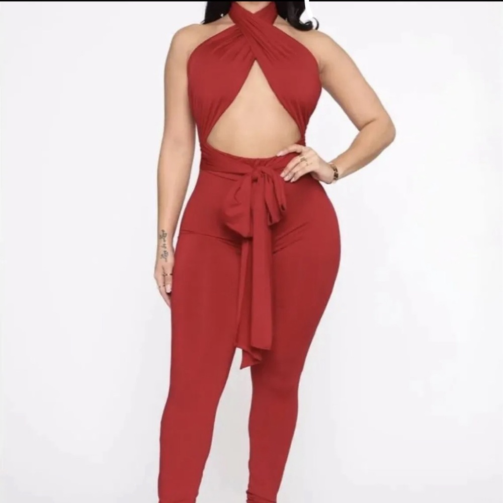 Fashion Nova Bad Intentions Jumpsuit. Color: Red Size: Large